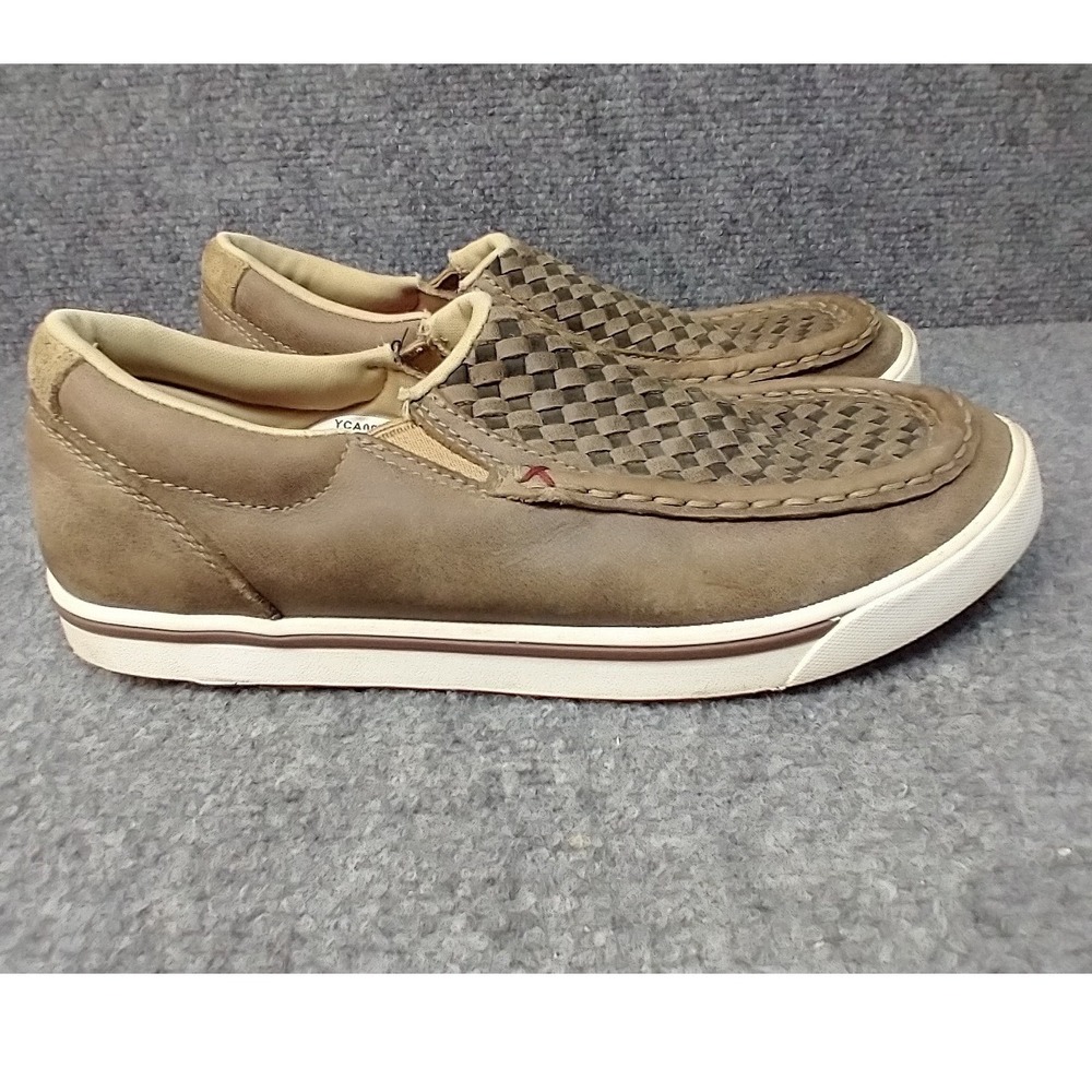 Twisted X Mens Brown Woven Leather Slip On Loafers Moc Toe Shoes YCA0015 Size 5M